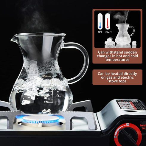 Unbreakable Pour Over Coffee Maker with Double Stainless Filter 17 fl oz, 4-5 Cups, Thickened Heat-Resistant Borosilicate Glass Dripper Coffee Pou...