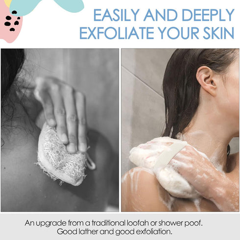 Evridwear Exfoliating Bath Sponge, Daily Skincare Body Scrubbers Loofah Shower Pads with Strap for Body Cleansing, Dead Skin Cell Remover, 3 Count...