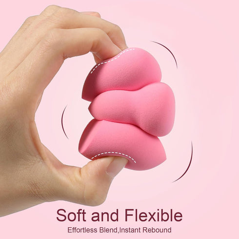 Pink 15 Pcs Beauty Blender Sponge Set:Mini Medium Makeup Sponges For Foundation,Powder,Liquid,Facial Makeup Tools,Latex-Free, High-density Beauty ...