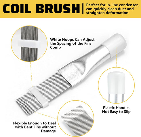 Air Conditioner Condenser Fin Cleaning Brush 3 Pieces,Stainless Steel Straightener Coil Comb Brush,Refrigerator Coil Cleaning Whisk Brush Tool Set...