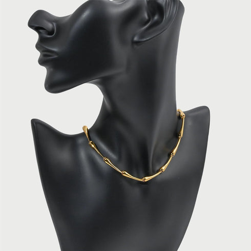 Gold and Silver Bone Necklace Bamboo Couple Necklace 19 Inch Teardrop Necklace...