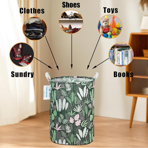 LANGYASHAN Laundry Basket Canvas Fabric Collapsible Organizer Basket for Storage Bin Toy Bins Gift Baskets Bedroom Clothes Children Nursery Hamper...