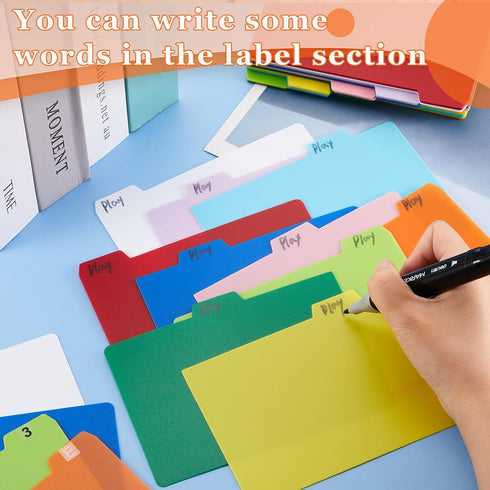 Lewtemi 50 Pieces Index Card Dividers Index Card Guide Set with Tabs Alphabet Tabbed Index Cards Guides Self Adhesive Number Stickers for Office R...