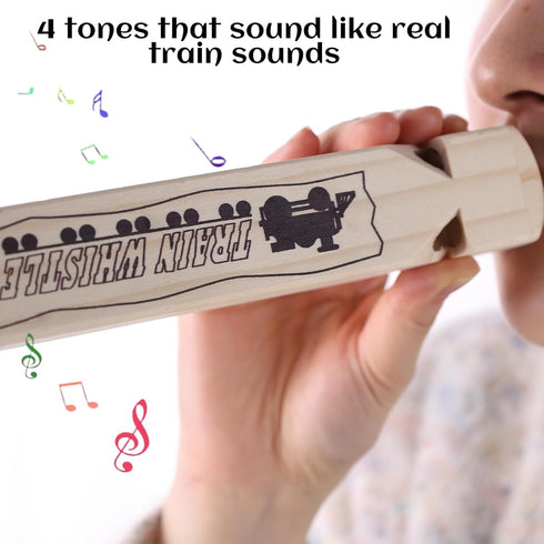 POPLAY 1PC Kids Wooden Train Whistle, Train Whistle 4-Tone 7.3" Toy Wood Whistles for Kids Birthday Party Favors Carnival Prize...