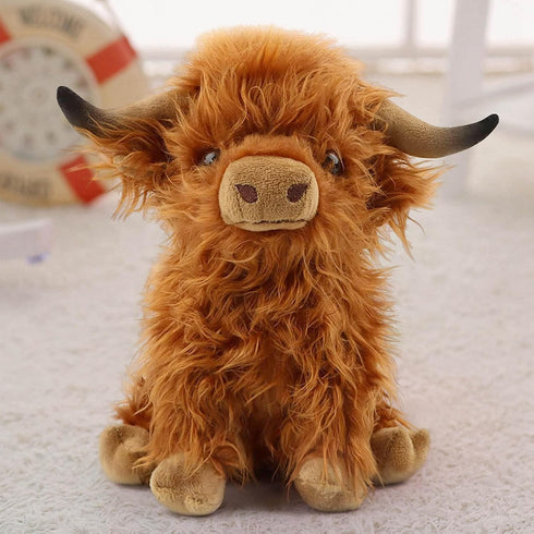 Scottish Highland Cow Plush, Cute Realistic Cow Stuffed Animals Soft Farm Plushie Toy, Highland Cow Accompany Plush Toy Birthday Gifts for Kids Ad...