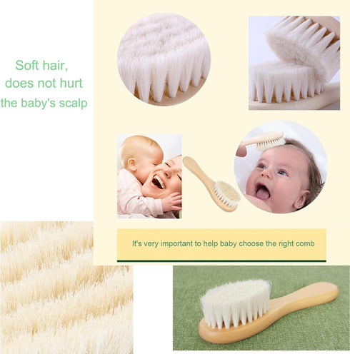 Baby Hair Brush, Wooden Goat Bristles Hair Brush for Newborns & Toddlers, Ideal for Cradle Cap, Perfect Baby Registry Gift, Hypoallergenic, 1 Coun...