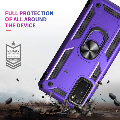 Androgate for Samsung Galaxy S20 FE Case with Glass Screen Protectors, Military-Grade Metal Ring Holder Kickstand 15ft Drop Tested Shockproof Cove...