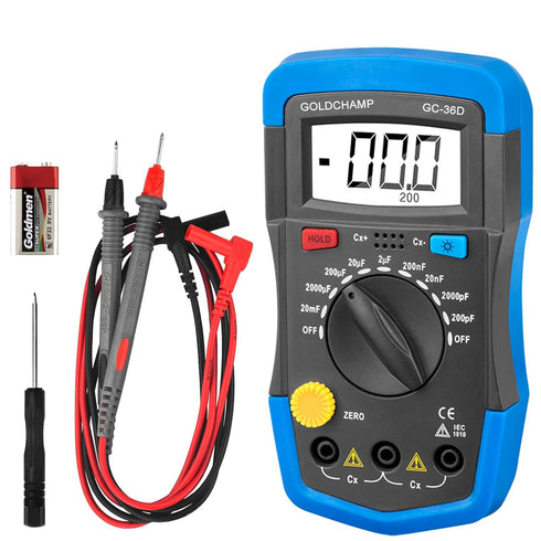Digital Multimeter Capacitance Meter 200pF-20mF Meter Capacitor Handheld Multimeter Tester with Multi Testers Manual Range Measure Tool, Back Ligh...