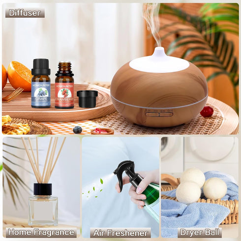 Fruit Essential Oil for Diffusers Natural Fruity Fragrance Oil for Candle & Soap Making - Grape, Citrus and More Diffuser Oils Scents for Home, Su...