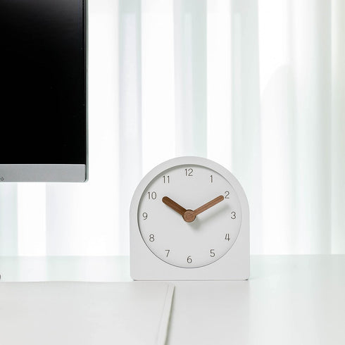 Wooden Silent Non-Ticking Battery Operated Decorative Small Mini Analog Modern Shelf Desk Table Mantel White Clock for Home, Office, Living Room, ...