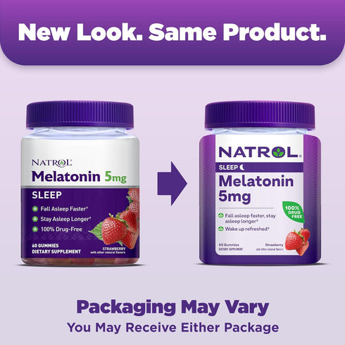 Natrol 5mg Melatonin Gummies, Sleep Support for Adults, Melatonin Supplements for Sleeping, 60 Strawberry-Flavored Gummies, 30 Day Supply...