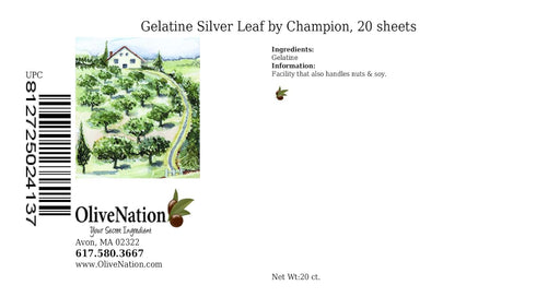 Champion Gelatin Silver Leaf from OliveNation, Gelatine Sheets for Baking and Cooking, 170 Bloom - 20 sheets...