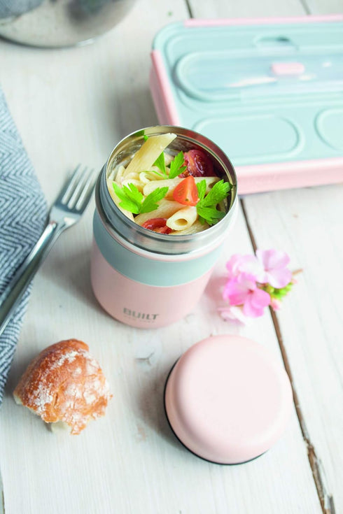 BUILT Food Flask, Vacuum Insulated Food Flask for Hot and Cold Foods, Double Wall Stainless Steel, 473ml, Pale Pink...