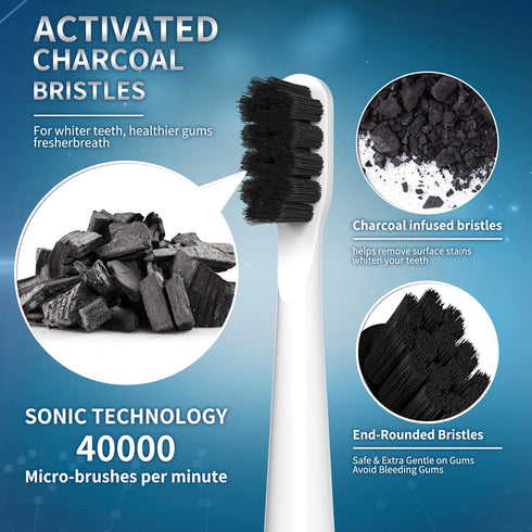 YUNCHI Sonic Electric Toothbrush for Adults & Kids with 8 Charcoal Brush Heads, Y2 Rechargeable Electric Toothbrushes, Deep Clean & Fresh Breath, ...