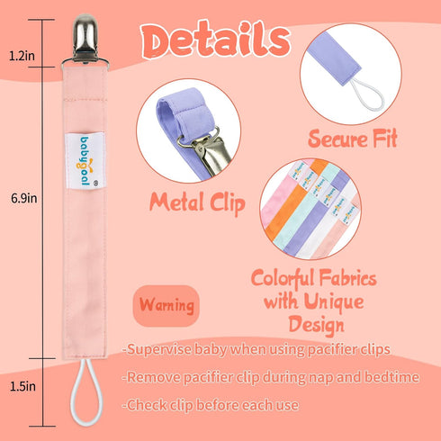 Babygoal Girl Pacifier Clips, 6 Pack Solid Color Pacifier Holder Clips for Boys and Girls Fits for Most Pacifier Styles and Baby Gift 6MP23...