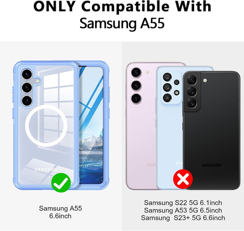 Hekodonk for Galaxy A35 5G/A55 5G Case,Compatible with MagSafe,Built-in 9H Tempered Glass Screen Protector & 2X Camera Lens Protector Full Body Sh...