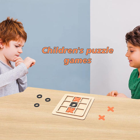 Wooden Board Tic Tac Toe Game XO Table Toy Classical Family Children Puzzle Game Educational Toys, Random Color...