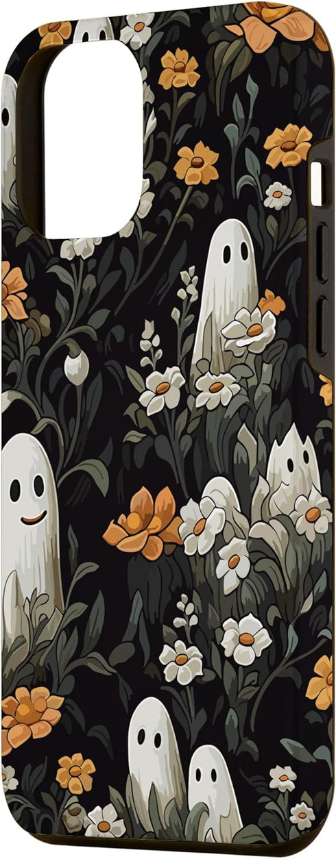 iPhone 14 Pro Max Cute Funny Halloween Spooky Ghost In Flowers Floral Pattern Case...