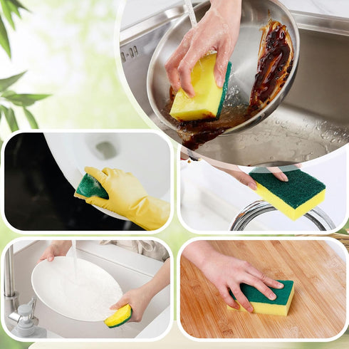 Dishwashing Sponges Bulk, Kitchen Cleaning Scouring Pad Non Scratch Dish Sponges, Washing Dishes Wipes Scrubbers Short Term Rental Supplies for Tr...