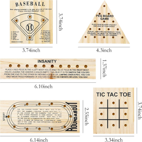 ONEST 5 Packs Wooden Peg Board Game Wooden Board Game Family Board Game Toy Birthday Party Favors Classic Educational Toy for Teens and Adults...