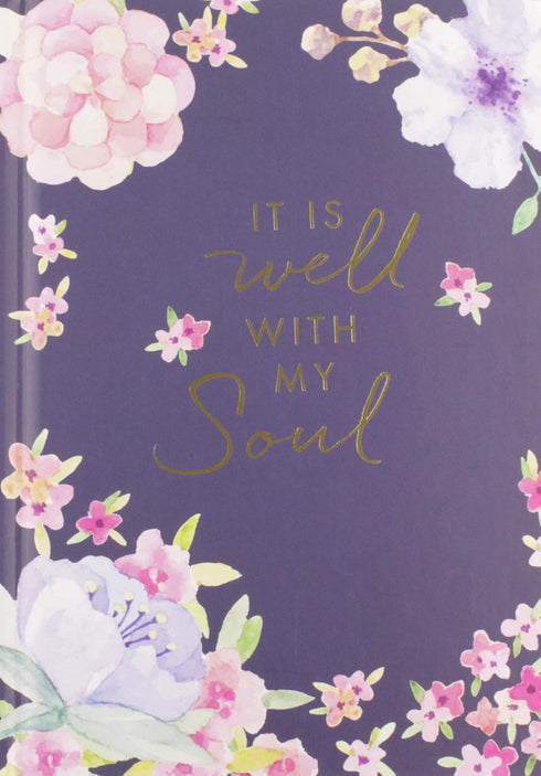 C.R. Gibson Dark Blue Floral "It Is Well With My Soul" Hardcover Journal Notebook for Women, 6" W x 8.5" L, 160 Pages...