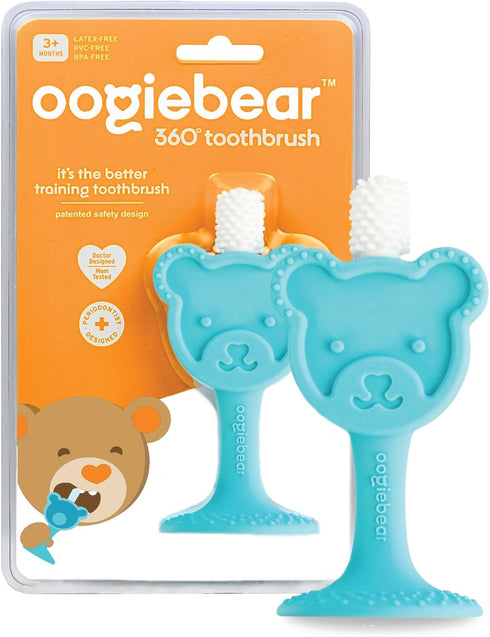 oogiebear Infant-to-Toddler Training Toothbrush - 0-2 years - 360° Soft Silicone, Promotes safe Brushing, Baby & Kids Health - Teddy Bear Design O...