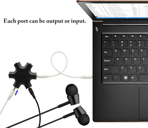zdyCGTime Headphone Splitter, 3.5mm Stereo Audio Headset Adapter 3.5mm 6-Port Music Sharer, 3.5mm 6 Port Female Headphone Splitter Audio Connector...