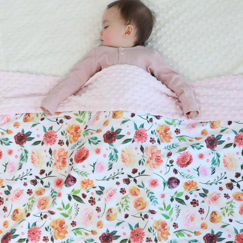 BORITAR Baby Blanket for Girls Super Soft Double Layer Minky with Dotted Backing, Receiving Blanket with Elegant Floral Multicolor Printed Blanket...