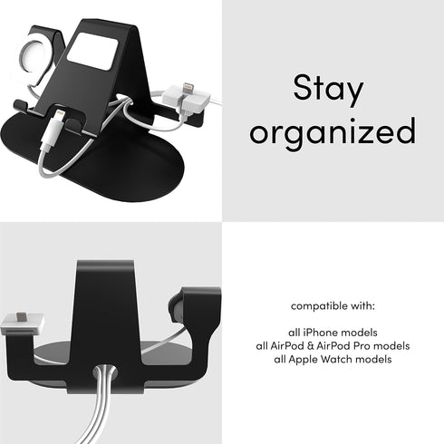 TALK WORKS 3-in-1 Electronics Station Compatible w/ iPhone 15/15 Pro/15 Pro Max, 14/14 Plus/Pro/Pro Max, 13/Mini/Pro/Max, iWatch Series, AirPods, ...