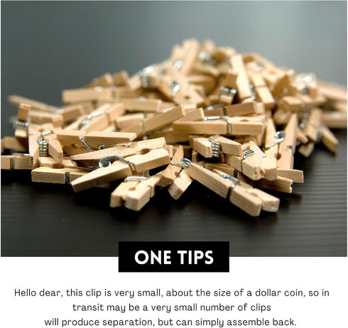 Sturdy Mini Clothes Pins for Photo, 150 Pcs 1 Inch Natural Wooden Clothespins with 33 FT Jute Twine, Small Clips for Crafts Display, Baby Shower G...