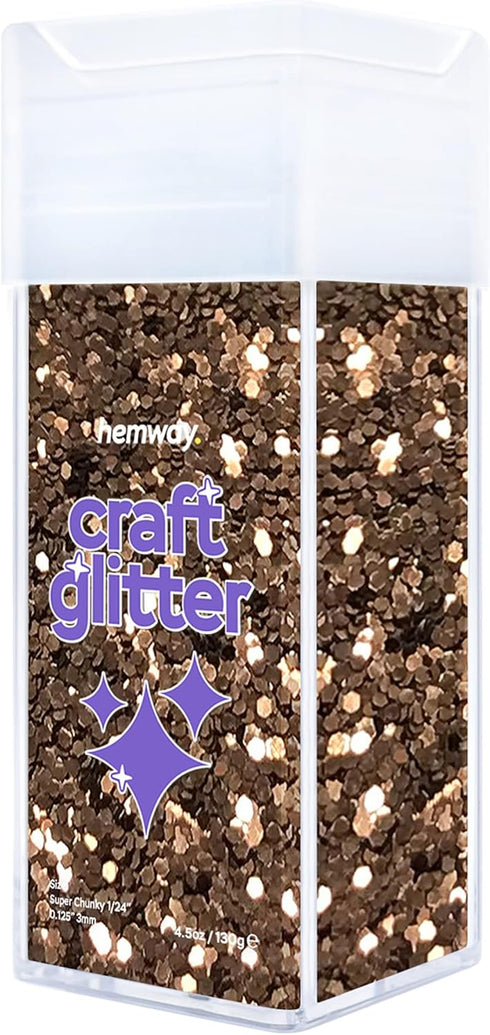 Hemway Premium Craft Glitter Shaker - Bronze Brown | 110g Super Chunky Metallic Flake Sequins for Resin & Epoxy Crafts | Craft Supplies for Tumble...