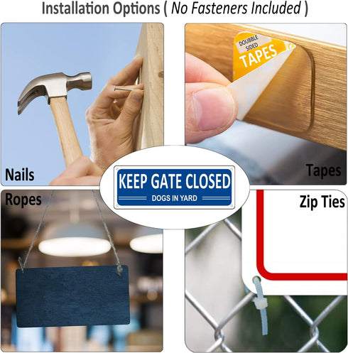 Keep Gate Closed Sign Dogs in Yard Sign, (2 Pack) Please Close Gate Sign, 10" x 3.5" Shut the Gate Metal Sign, Aluminum Latch Gate Sign for Fence ...