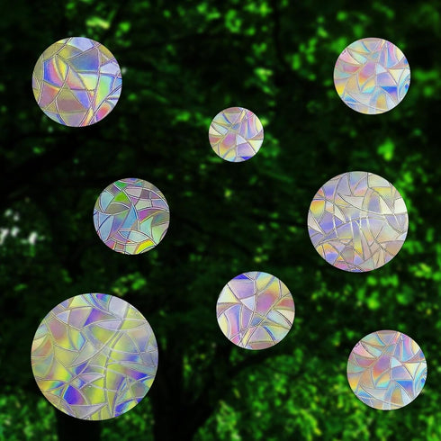 36 Pcs Anti-Collision Window Decals, Rainbow Stickers Circle Window Clings -to Save Birds from Window Collisions,Non Adhesive Prismatic Vinyl Wind...