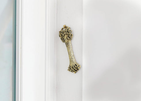 Bless This House, Tree of Life - Mezuzah Case, Wooden Texture Gold Color Design Crafted with David Star, for Jewish Homes (Large 5.5", Antique Gol...