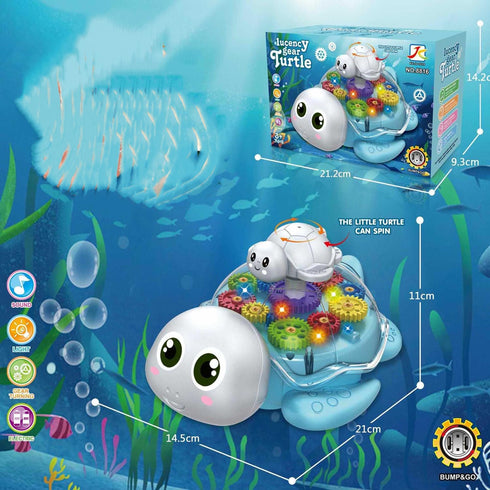Light Up Musical Crawling Turtle Touch & Go Baby Toy,Colorful Moving Gears,Music LED Educational Toy,Interactive Infant Toddler Kids Toys Gift for...