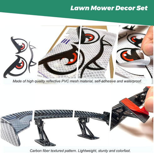 Robot Lawn Mower Decoration, Worx Tuning - Sticker Lawn Mower I Lawn Mower Spoiler I Rear Fin for Ecovacs Goat G1, Segway Navimow, Worx M500 Plus,...