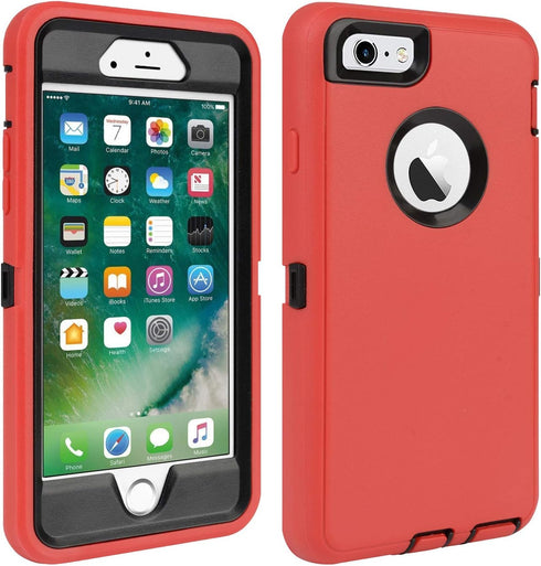 CAFEWICH for iPhone 6/6S Case Heavy Duty Shockproof High Impact Tough Rugged Hybrid Rubber Triple Defender Protective Anti-Shock Silicone Mobile P...