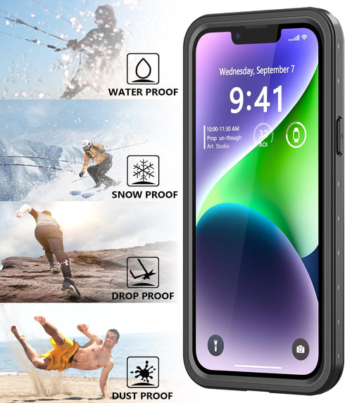 for iPhone 14 Waterproof Case with Built-in Screen Protector, Shockproof Dustproof Full Body Protective IP68 Waterproof Phone Case for iPhone 14 6...