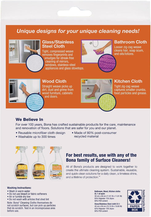 Bona® Microfiber Cleaning Cloths Multipack...