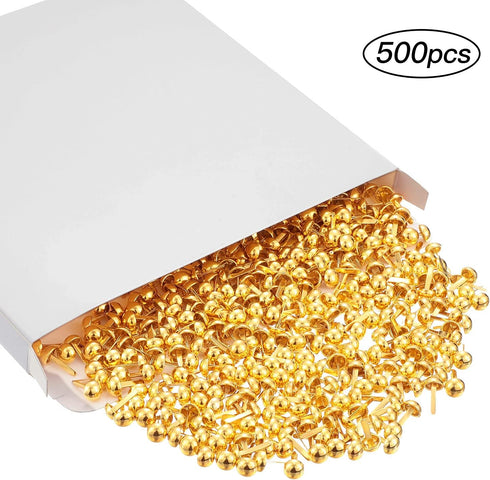 Hotop 500 Pcs Brads for Paper Crafts Metal Round Brass Paper Fasteners for Craft Art Crafting School DIY Supplies(0.24 x 0.47 Inch,Golden)...