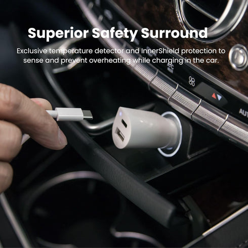 Innergie 30D 30W USB-C Car Charger, 2 Ports | Fast Charging (USB PD & QC3.0) Superior Safety Surround with Heat-Resistant Technology | Compatible ...