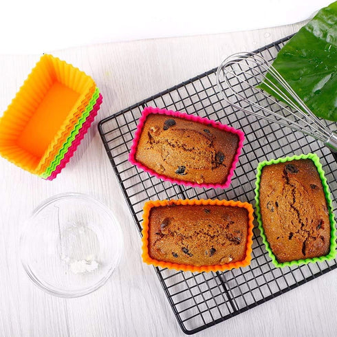 Webake Rectangular Jumbo Cupcake Liners, 4.3 Inch Silicone Baking Cups Reusable Muffin Cups Nonstick Mini Loaf Pan (Pack of 12)...