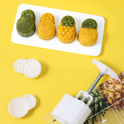 2 Set Pineapple Plastic Mooncake Mold Pineapple Lotus Stamp Hand Press Moon Cake Mould Pineapple Mooncake Cookie Cutter Bakeware Tools...