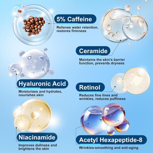 Caffeine Eye Cream for Dark Circles: Under Eye Cream Morning Skincare - Daily Eye Serum for Eyelids Puffiness...