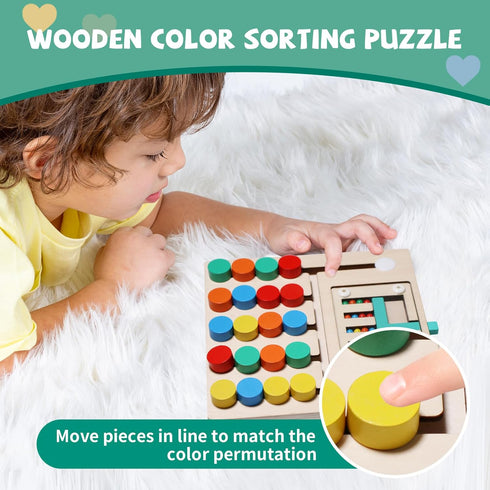 Montessori Educational Toys Brain Teaser Color Slide Puzzle Matching Games, Preschool Learning Activities Road Trip Essentials, Birthday Gifts for...