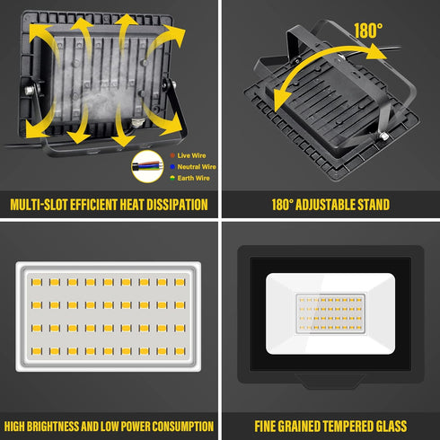 AUXTINGS 30W LED Flood Lights Outdoor Security Lights 3000LM Outside Lamp 4000K Warm White Spot Light Exterior Lighting for Yard Backyard House Co...