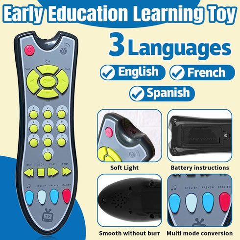 TV Remote Control Toy - Musical Play with Light and Sound for 6 Months+ Toddlers Boys or Girls kids Play Remote for Baby Preschool Education Three...