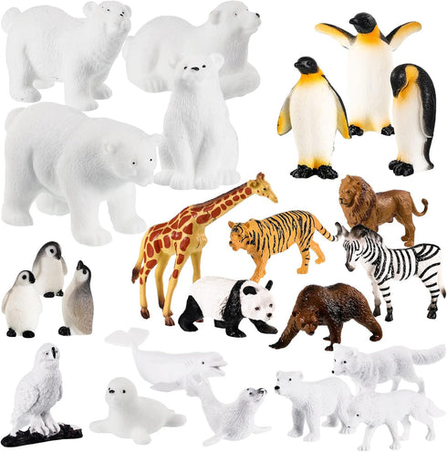 Skylety 24 Pieces Arctic Animals Figurines Sets Polar Animals Figurines Realistic Animal Figures Toys Playset Plastic Arctic Animals Toys with Rea...
