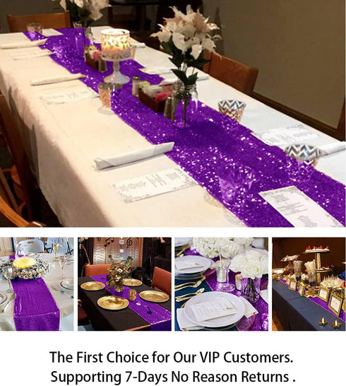 ShinyBeauty 12" x 108" Sequined Table Runner - Purple...