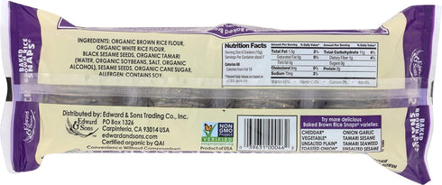 Edward & Sons, Brown Rice Snaps, Black Sesame Flavor, Organic, 3.5 oz...